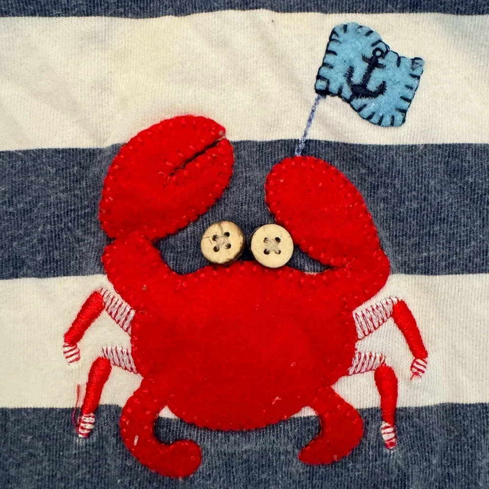 Mudpie blue and white Crab Onesie - 9-12 months